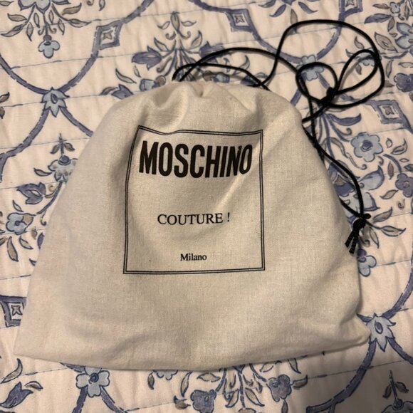 Women\'s Moschino Belt Size S: Black Leather with Silver Logo